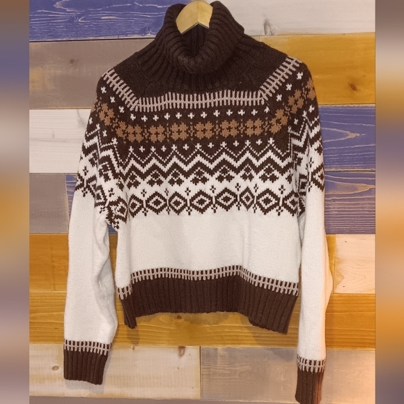 American Eagle Far Isle Sweater XL brown cream - Picture 1 of 6